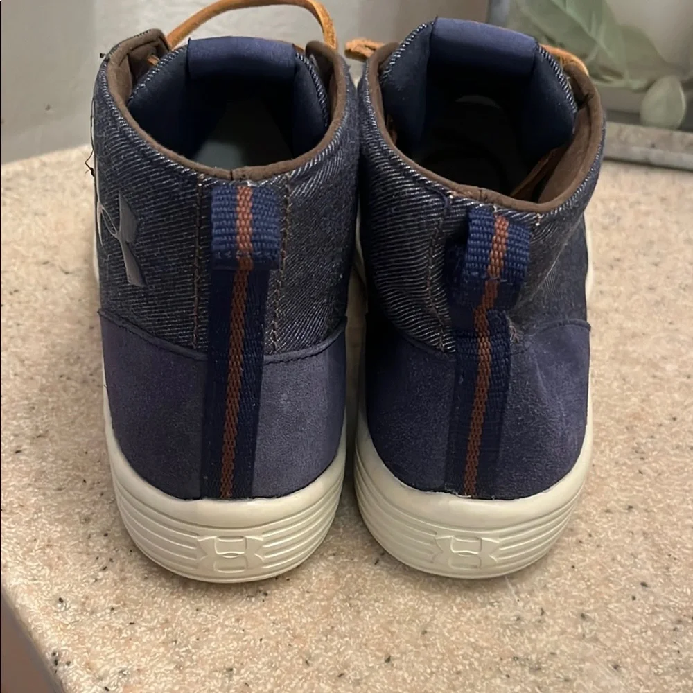 Under Armour Blue High Top Shoes with Brown Laces